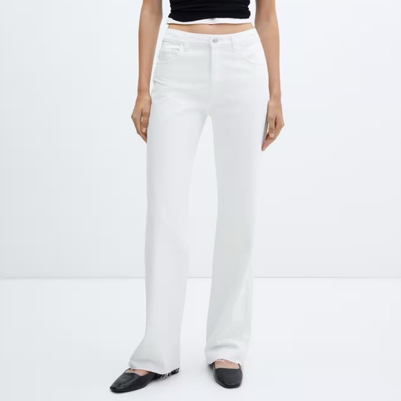 Mango white high waisted wide leg jeans - Picture 2 of 15